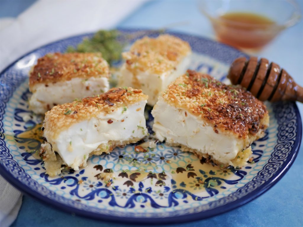 RECETTE SAGANAKI FETA SESAME MIEL CUISINE A LA GRECQUE